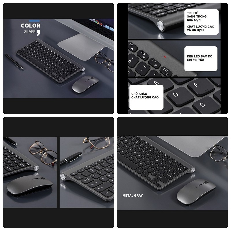 Bàn phím không dây mini W201S - đa kết nối bluetooth 5.0 + 3.0 + Usb wireless 2.4G