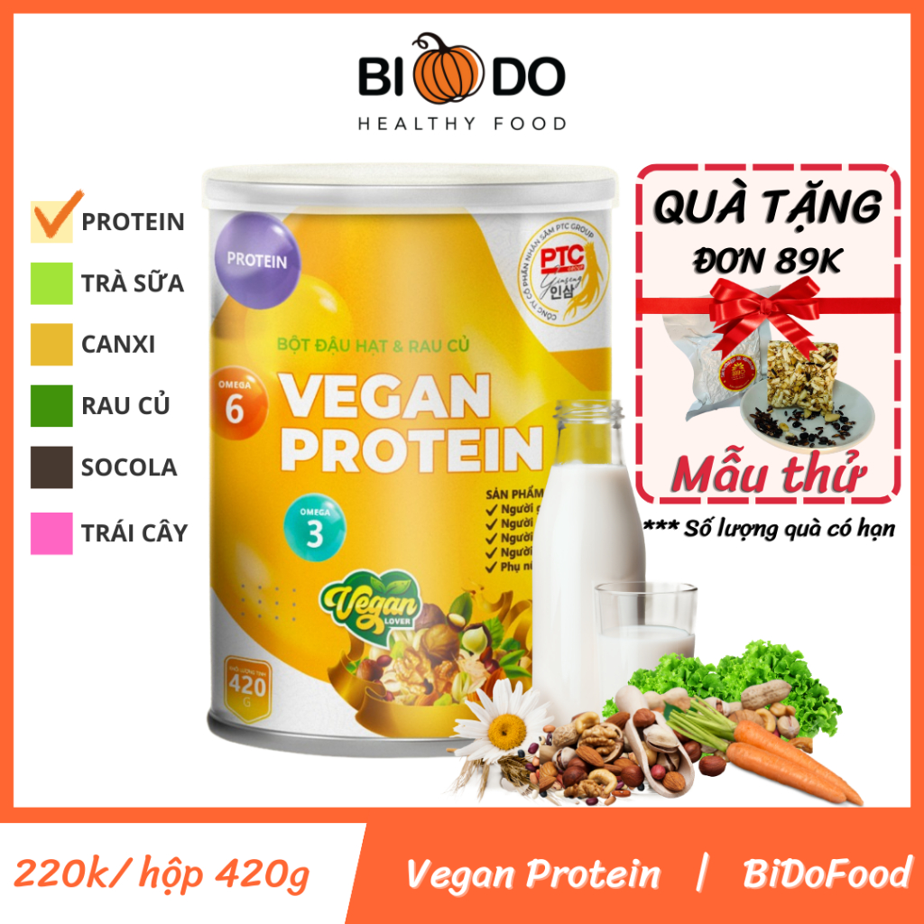 Vegan Protein Bột Sữa Hạt Đậu Rau Củ Thuần Chay - Bí Đỏ Food - Sữa Hạt Bổ Sung Dinh Dưỡng