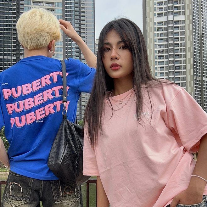 Áo thun unisex oversize local brand PUBERTY BUZZZ TEE / ĐEN - HỒNG - XANH - NÂU