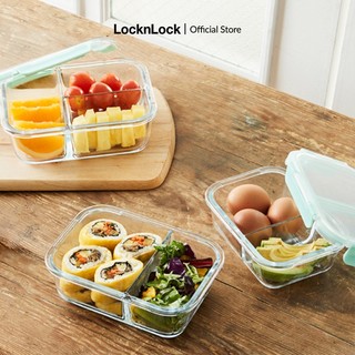 Hộp thủy tinh đựng thực phẩm chia ngăn nắp chống tràn Lock&Lock - Màu Mint - 2 ngăn/3 ngăn hộp cơm văn phòng chịu nhiệt