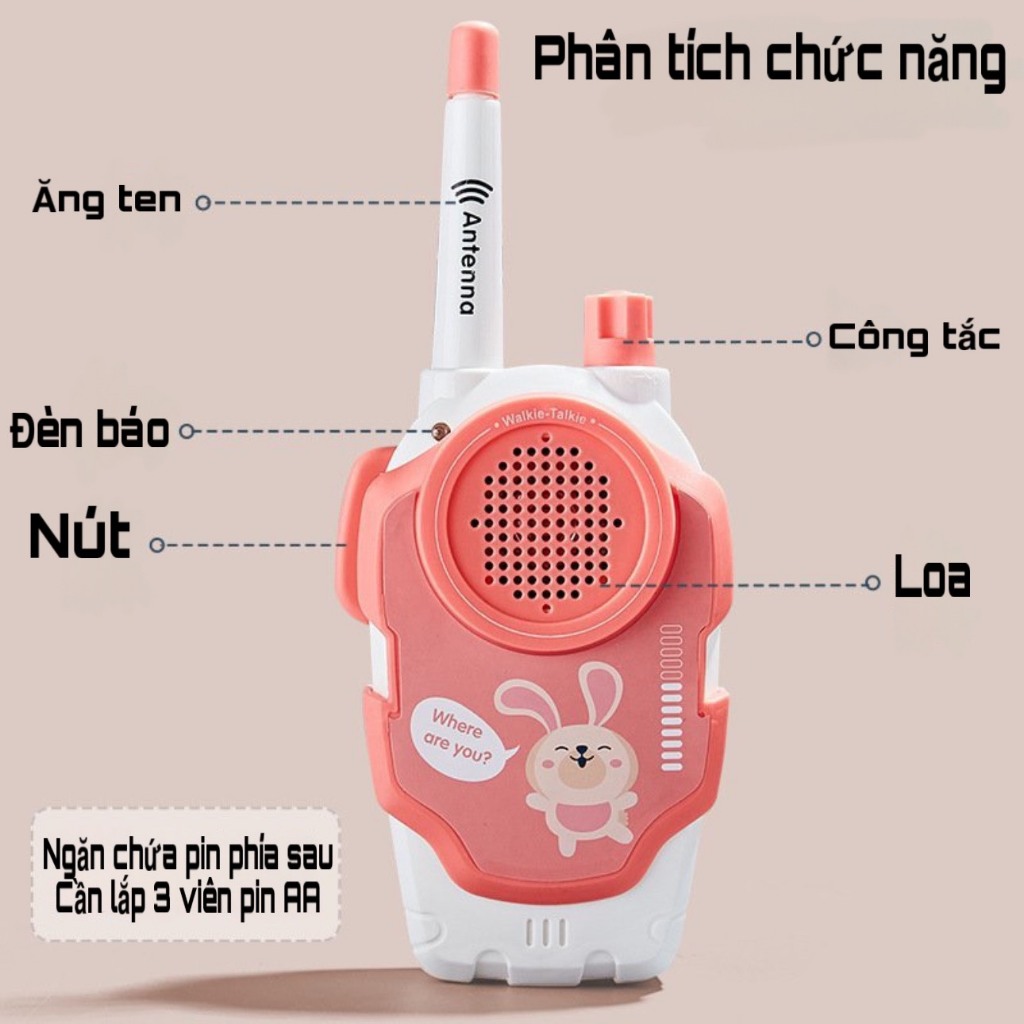 Bộ Đàm Đồ Chơi Cho Trẻ Em. Combo 2 Chiếc Đa Chiều 2 Kênh Phạm Vi 300m Cho Bé Vui Chơi