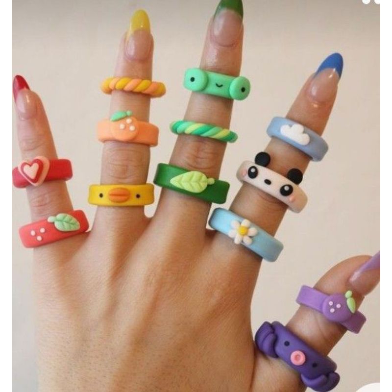 Nhẫn cute nhiều mẫu bằng đất sét 💗🌷