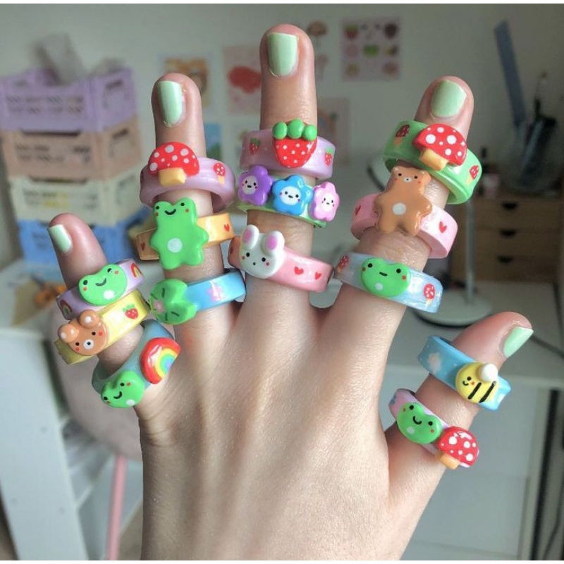 Nhẫn cute nhiều mẫu bằng đất sét 💗🌷