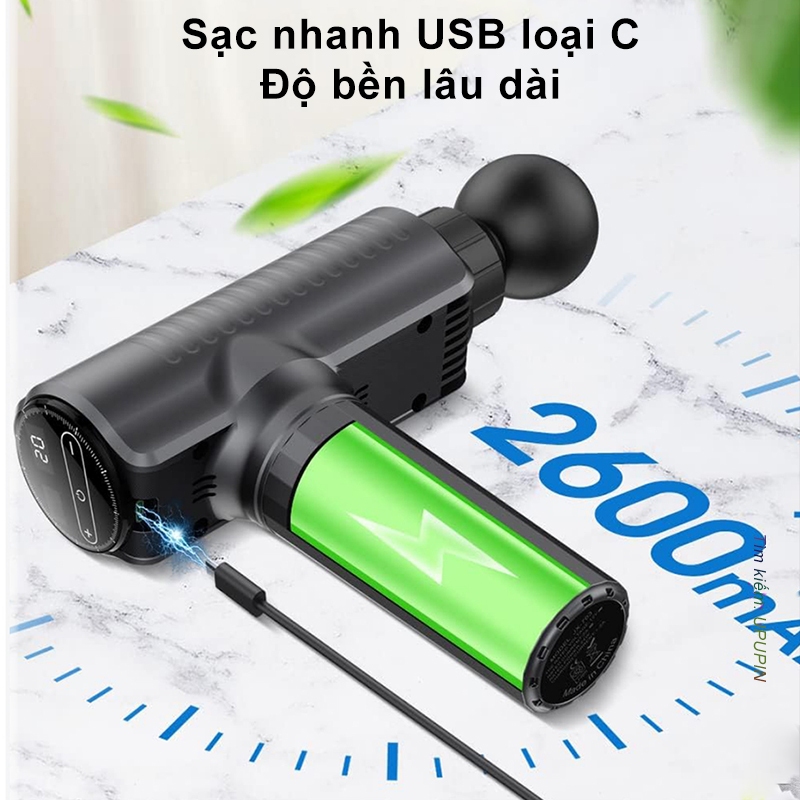 Máy massage cầm tay UPUPIN JX 719Pro có 6 đầu massage và 30 chế độ massage lưng, cổ, vai. Gáy đèn LED có áp suất