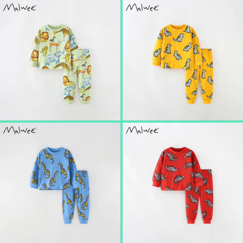 BST bộ thu đông Malwee nhiều mẫu động vật khủng long cho bé trai 2 - 7 tuổi P1 - Little Maven Chính Hãng