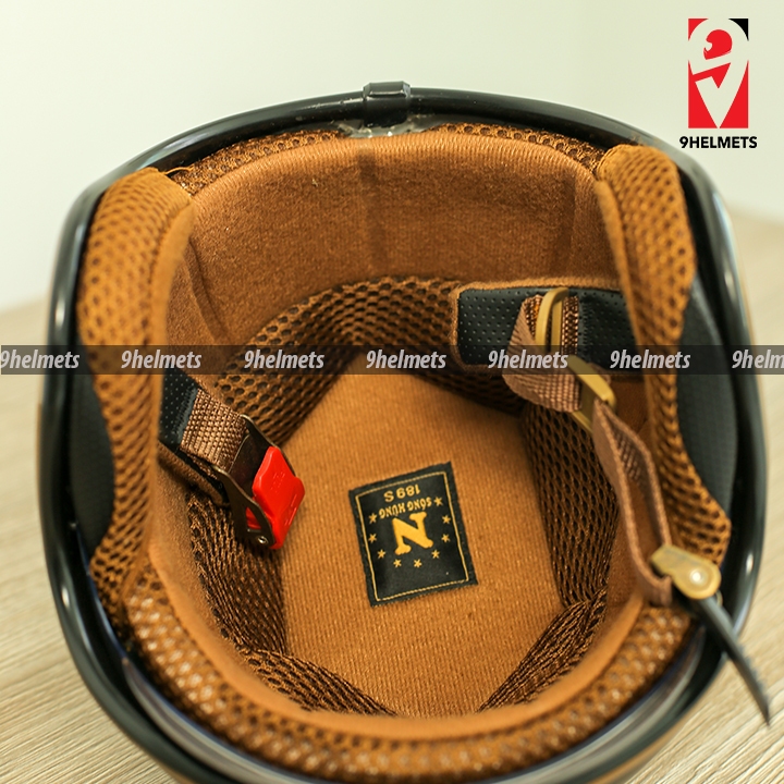 Mũ Bảo Hiểm 3/4 Kính Âm Napoli Cho Bé Cao Cấp - Đen Nhám Trơn