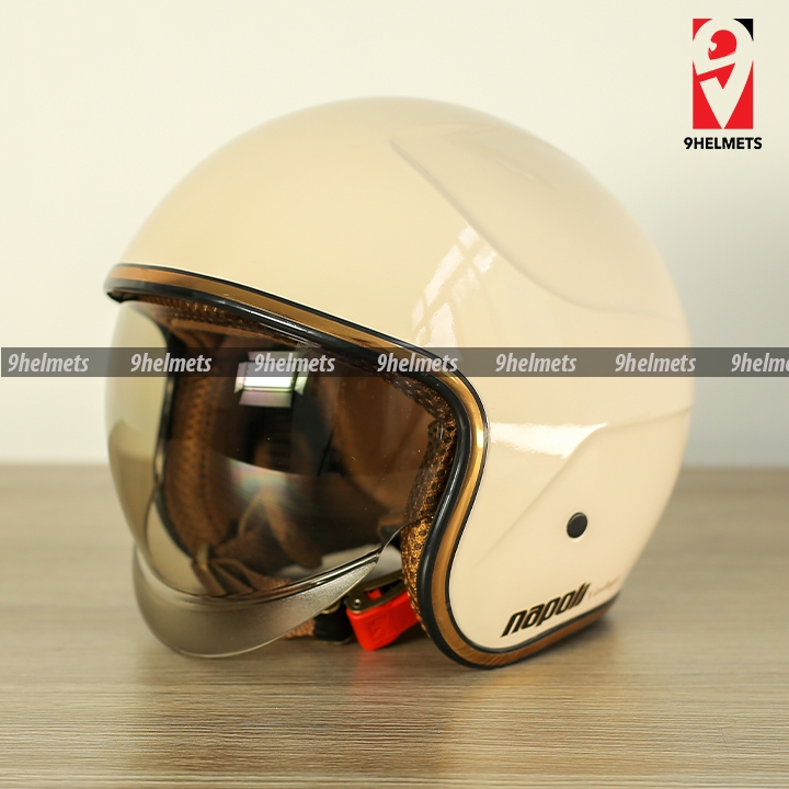 Mũ Bảo Hiểm 3/4 Kính Âm Napoli Cho Bé Cao Cấp - Đen Nhám Trơn