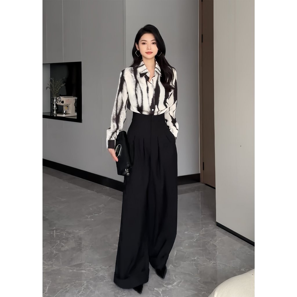 Áo sơ mi loang Emili dài tay, áo kiểu nữ cách điệu cá tính