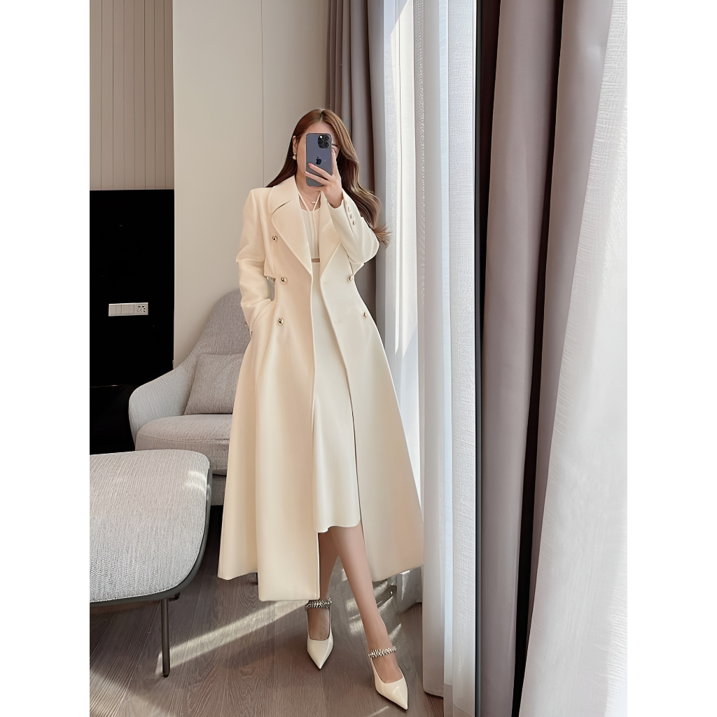 Áo khoác dáng dài Emili, áo măng tô dài thanh lịch