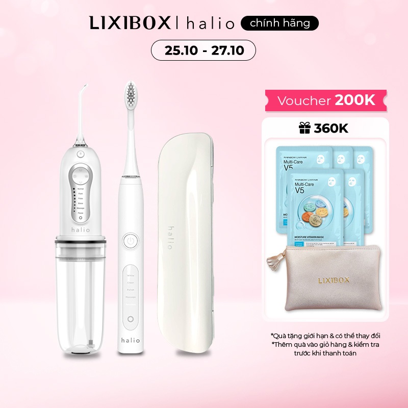 Combo Bàn Chải Điện Halio Sonic Toothbrush và Tăm nước Halio Water Flosser