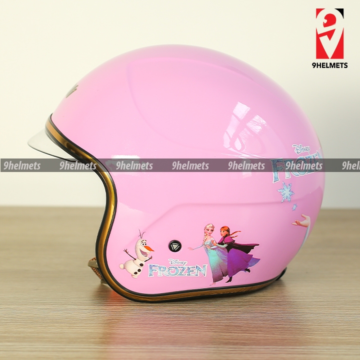 Mũ Bảo Hiểm 3/4 Kính Âm Napoli Cho Bé Cao Cấp - Hồng Elsa