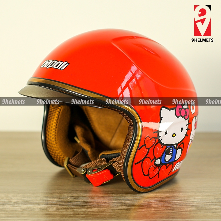 Mũ Bảo Hiểm 3/4 Kính Âm Napoli Cho Bé Cao Cấp - Hồng Elsa