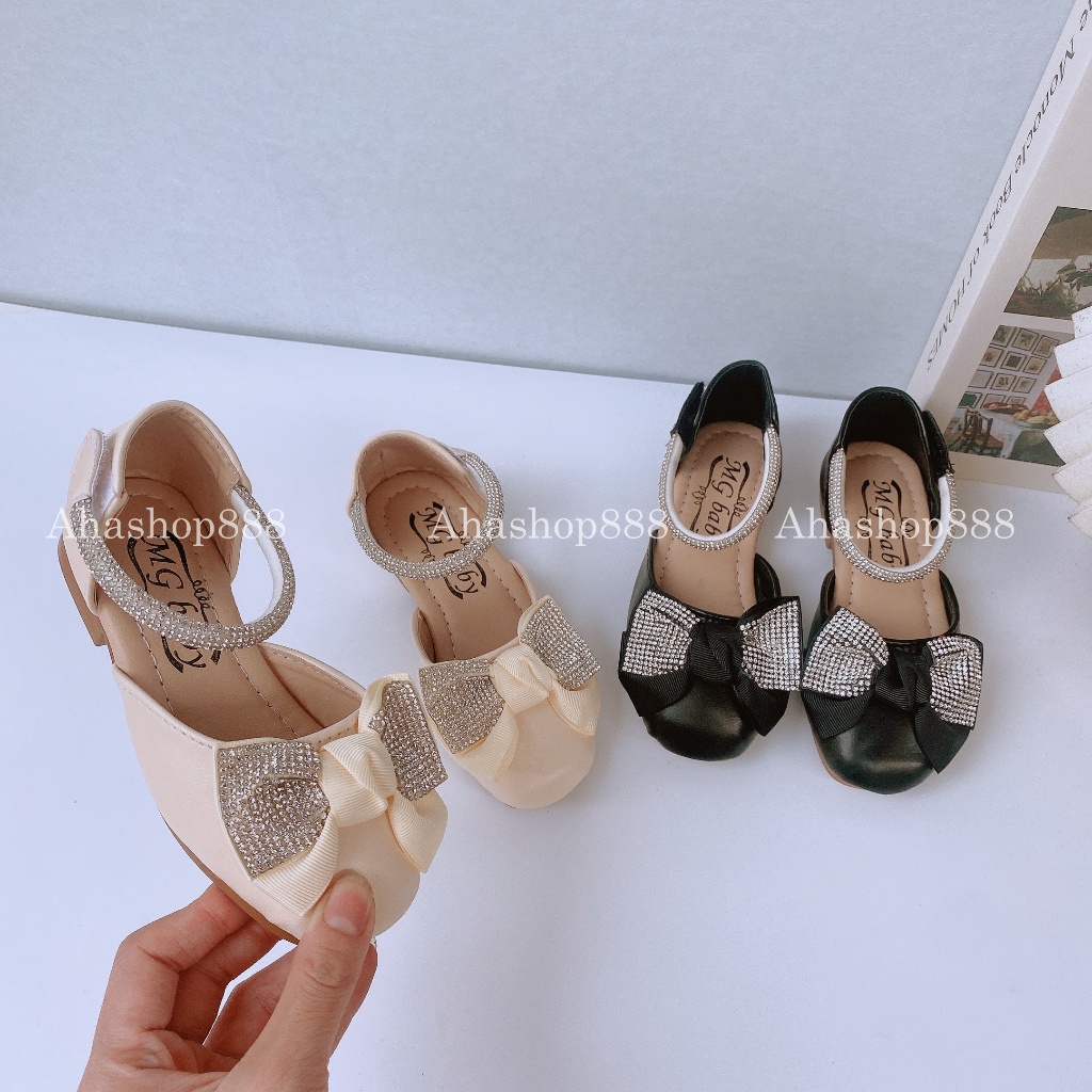 Form Nhỏ Giày Búp Bê Quai Đá Đính Nơ Mix Đá Sáng Lấp Lánh Phù Hợp Đi Chơi Đi Tiệc Cho Bé Gái K221