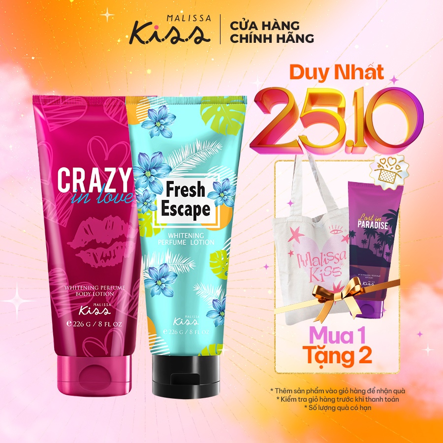 Bộ Đôi Dưỡng Thể Trắng Da Hương Nước Hoa Trái Cây Ngọt Mát Crazy + Fresh 452g