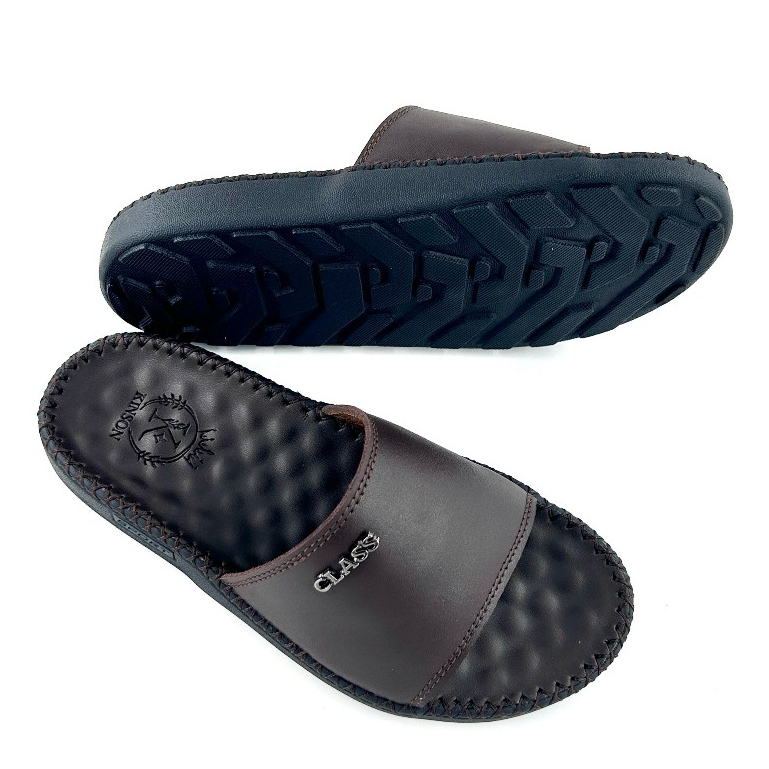 Dép Class quai ngang da bò,trẻ trung,năng đông, thời trang da bảo hành KINSON SHOP