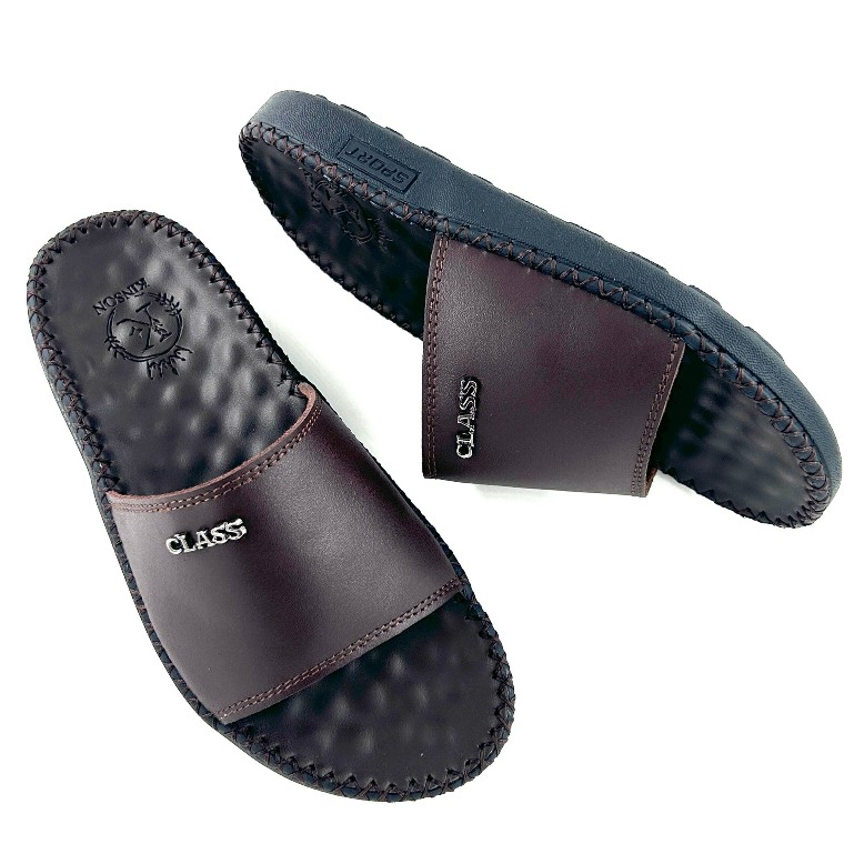 Dép Class quai ngang da bò,trẻ trung,năng đông, thời trang da bảo hành KINSON SHOP