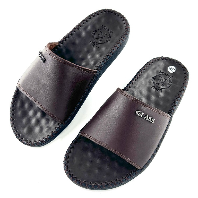 Dép Class quai ngang da bò,trẻ trung,năng đông, thời trang da bảo hành KINSON SHOP