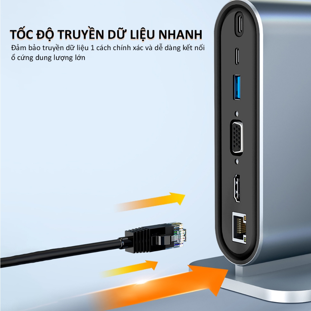 Hub Type C - USB 3.0 13 port SIDOTECH trạm hub chuyển đổi mở rộng kết nối máy tính laptop pc máy in HDMI VGA cáp mạng