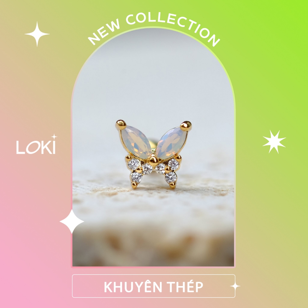 Khuyên tai đá OPAL BUTERFLY GOLDEN LOKI