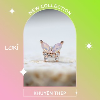 Khuyên tai đá opal buterfly rose gold loki