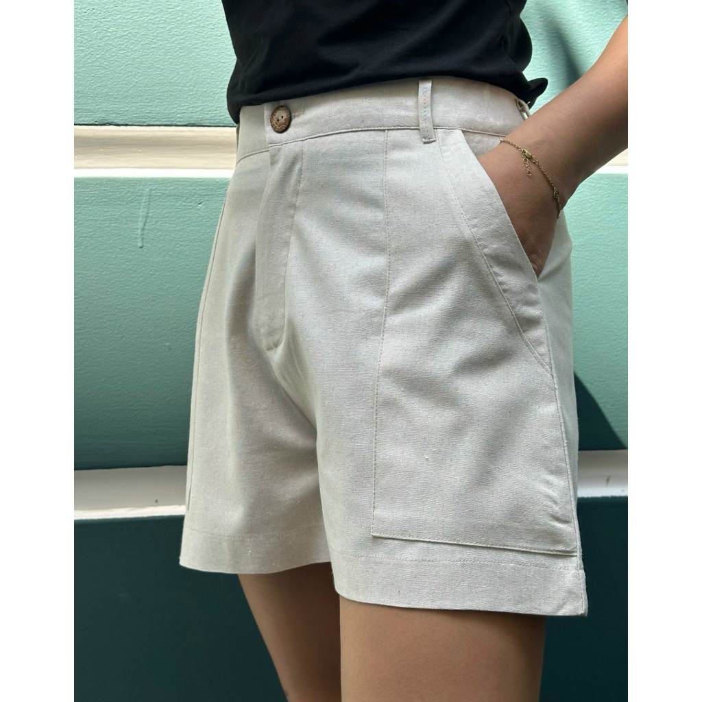 Quần short linen túi nổi bảng lưng thường - FULL MÀU
