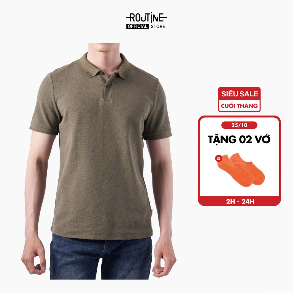 Áo Polo Nam Tay Bo Trơn Form Fitted - Routine 10S21POL033CR1