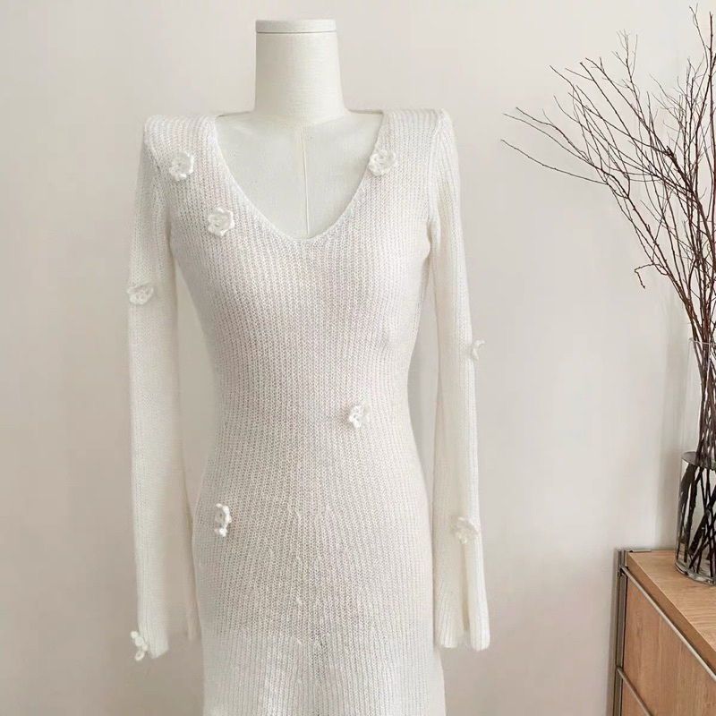 Set váy len đính hoa dáng dàng tiểu thư