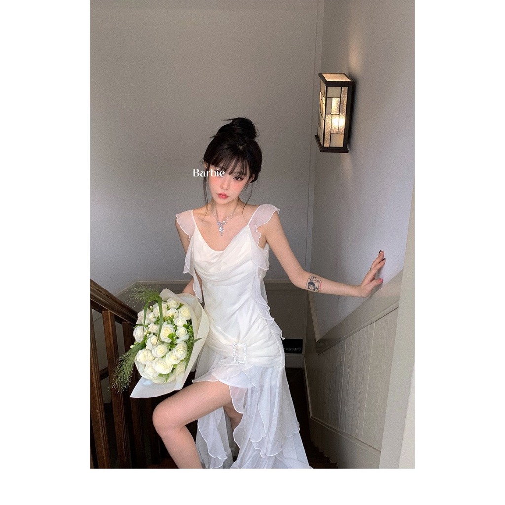ĐẦM VOAN TRẮNG BÈO KÈM KHOEN EO