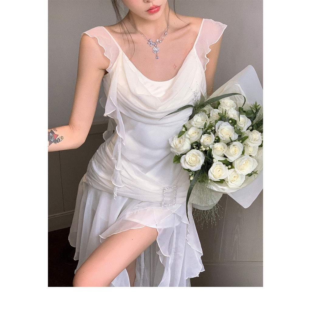 ĐẦM VOAN TRẮNG BÈO KÈM KHOEN EO