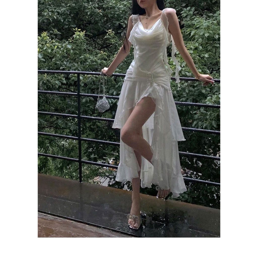 ĐẦM VOAN TRẮNG BÈO KÈM KHOEN EO