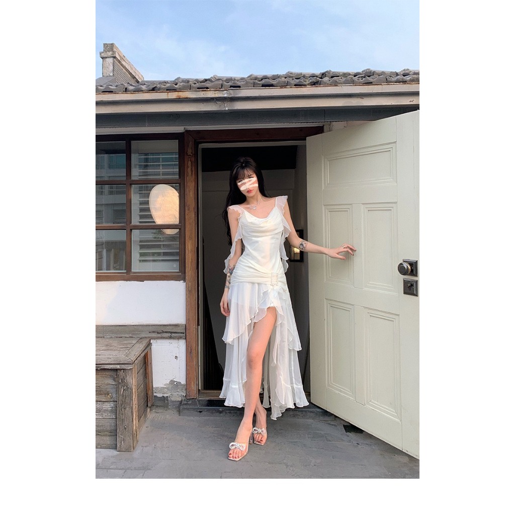 ĐẦM VOAN TRẮNG BÈO KÈM KHOEN EO