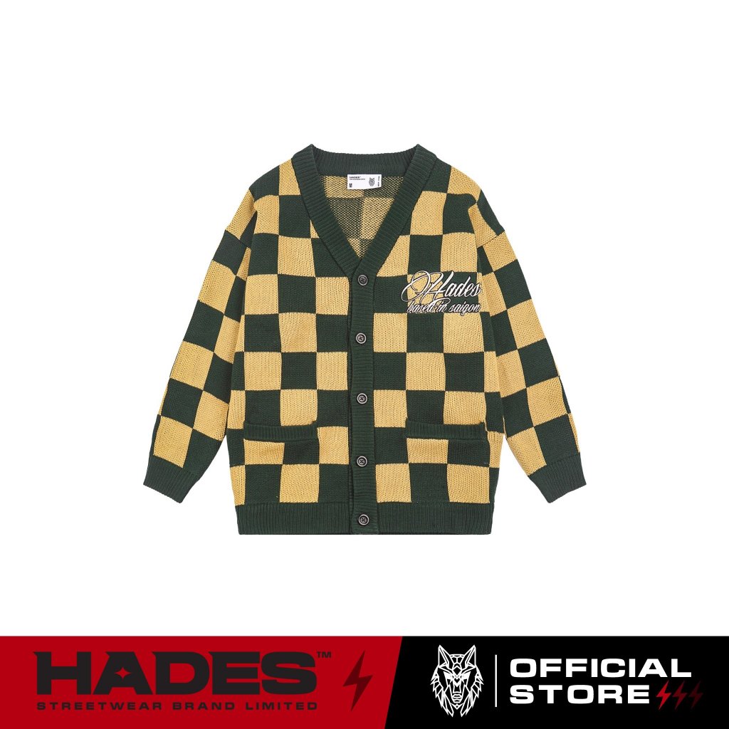 Áo Khoác Len Unisex GREEN CHECKERED CARDIGAN HADES Brand Chính Hãng