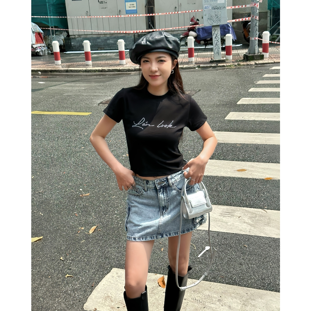 Chân váy jean nữ túi hộp khóa cài thời thượng MIEU - KO06