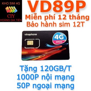 sim 4G VINA U1500 D159V VD89P  GV89 12VD120M BIG50Y FHAPPY 12WIN60P K GIỚI HẠN DATA 14 THÁNG