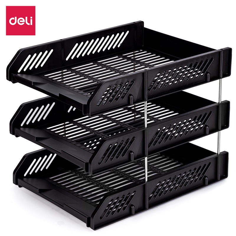 Khay Đựng Tài Liệu A4 Deli 9209 3 Tầng Làm Bằng Nhựa Cao Cấp Chắc Chắn Dụng Cụ Lưu Trữ Giấy Tờ