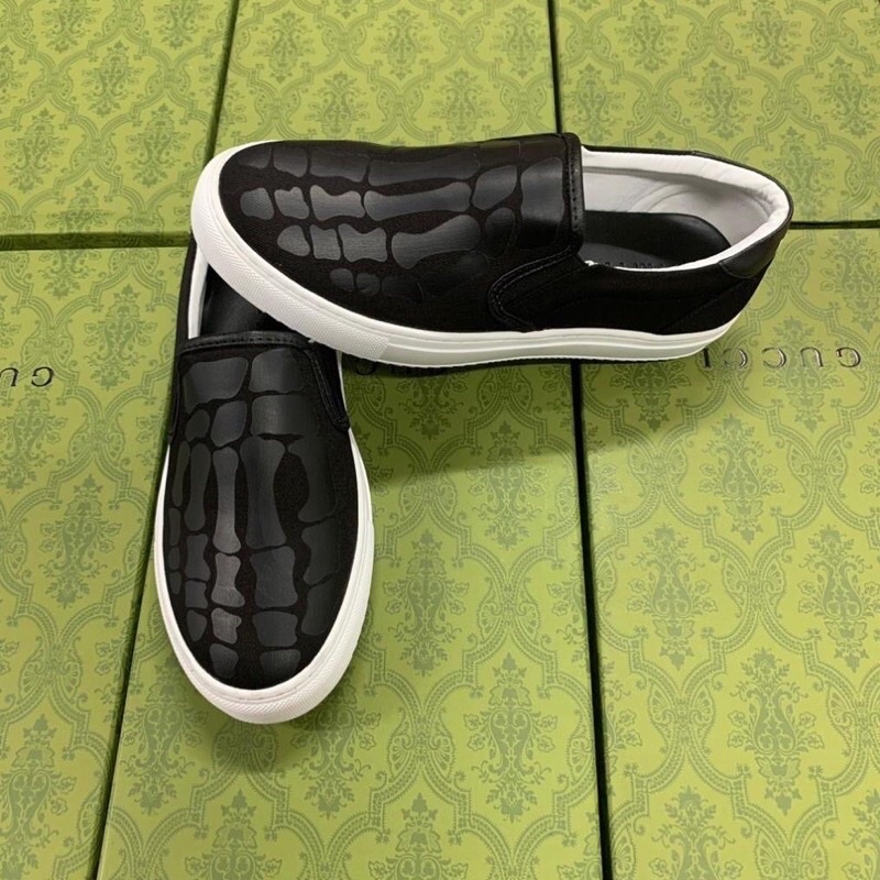 Giày Lười Nam in Hình Xương Bàn Tay, Màu Trắng, Màu đen, Giày GC lười slipon amiri SIÊU VÍP_ALIGATOU_HD
