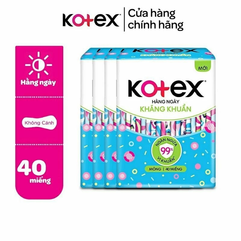 Combo 80-120 miếng Băng vệ sinh KOTEX hàng ngày kháng khuẩn