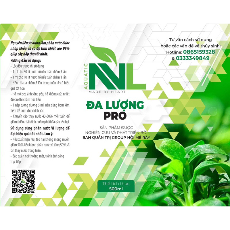 COMBO Đầy đủ dưỡng chất Phân ĐL300 + VL100 + Doping150 NVL PLUSS - Dùng cho cây thuỷ sinh