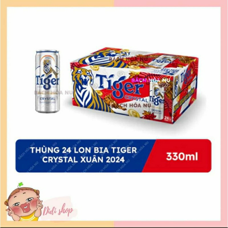 HOẢ TỐC  Lon Bia Tiger Bạc Crystal 330ml