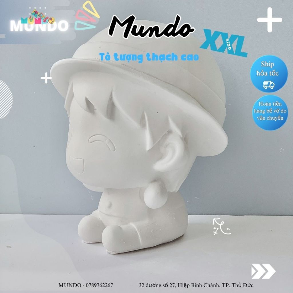 Tô Tượng Thạch Cao Luffy Chibi SIZE XXL,Tượng Thạch Cao One Piece, Vua Hải Tặc MUNDO