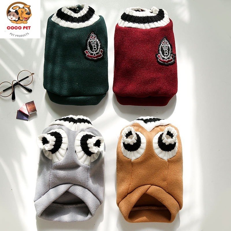 Áo Len Cho Chó Mèo - Áo Len Ba Lỗ Phong Cách Học Bá Trường Quốc Tế Cho Chó mèo Thú Cưng