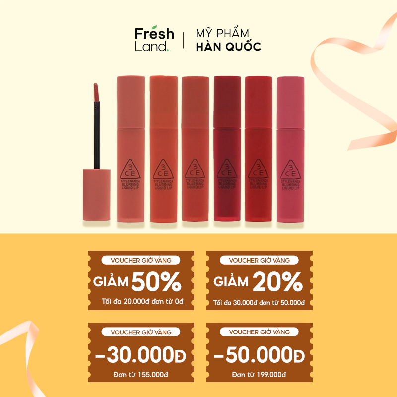 Son Kem Lì 3CE Cho Hiệu Ứng Làm Mờ Vân Môi 3CE Blurring Liquid Lip 5.5g