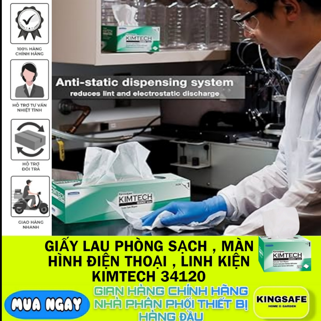GIẤY LAU PHÒNG SẠCH , MÀN HÌNH ĐIỆN THOẠI ,MÁY CHỤP HÌNH ,MÁY TÍNH , LINH KIỆN MÁY TÍNH KIMTECH 34120
