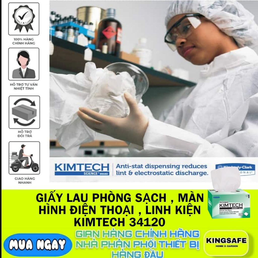 GIẤY LAU PHÒNG SẠCH , MÀN HÌNH ĐIỆN THOẠI ,MÁY CHỤP HÌNH ,MÁY TÍNH , LINH KIỆN MÁY TÍNH KIMTECH 34120