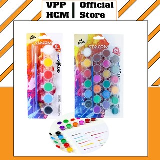 Bộ màu 6/12/24 màu acrylic 5ml kèm cọ vẽ stacom