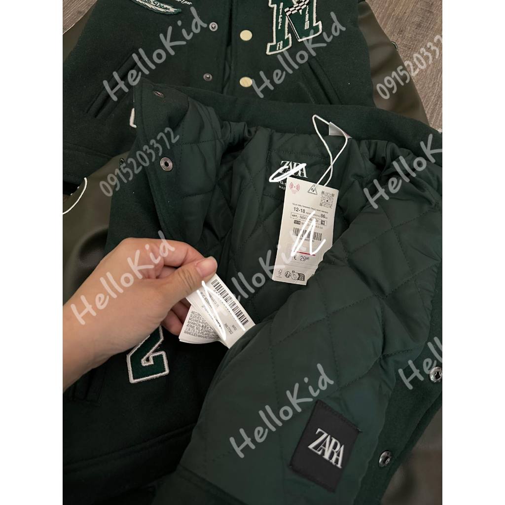 Áo khoác xanh lục stick cho bé