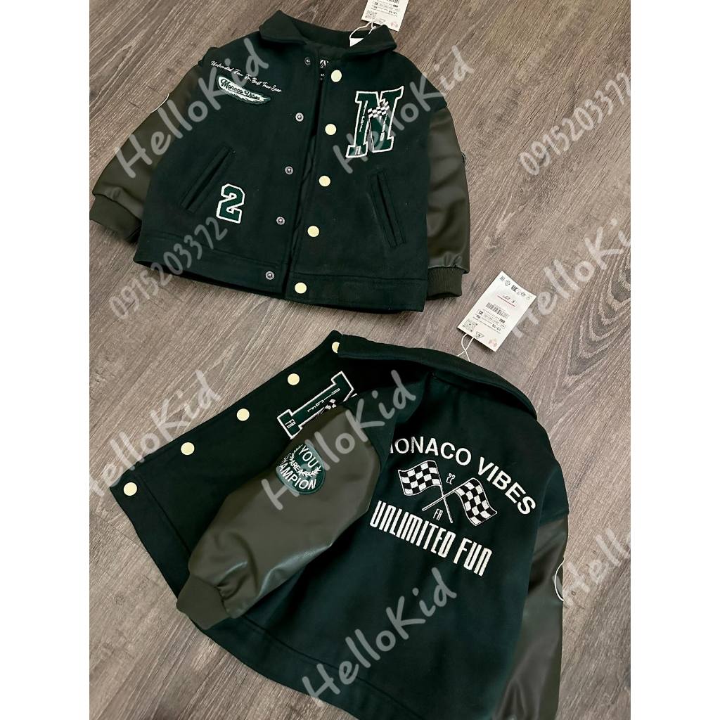 Áo khoác xanh lục stick cho bé