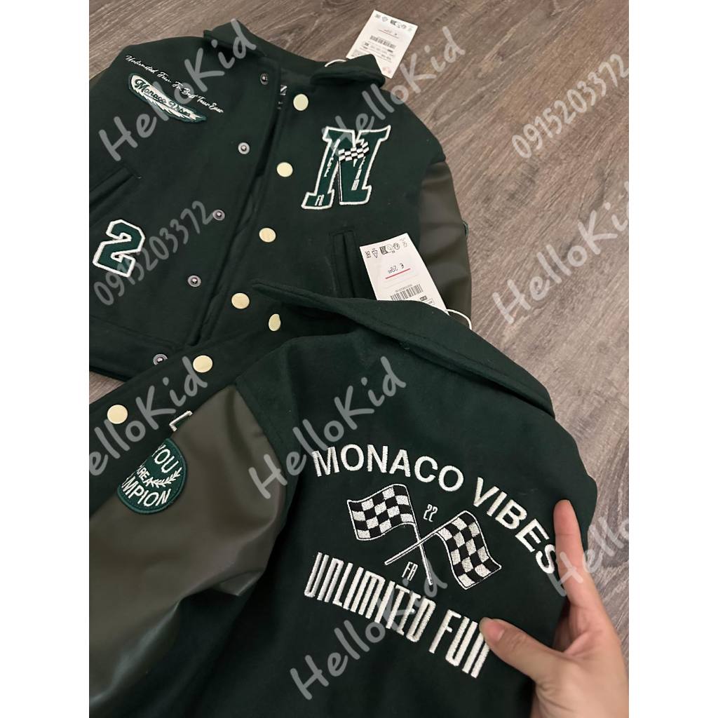 Áo khoác xanh lục stick cho bé