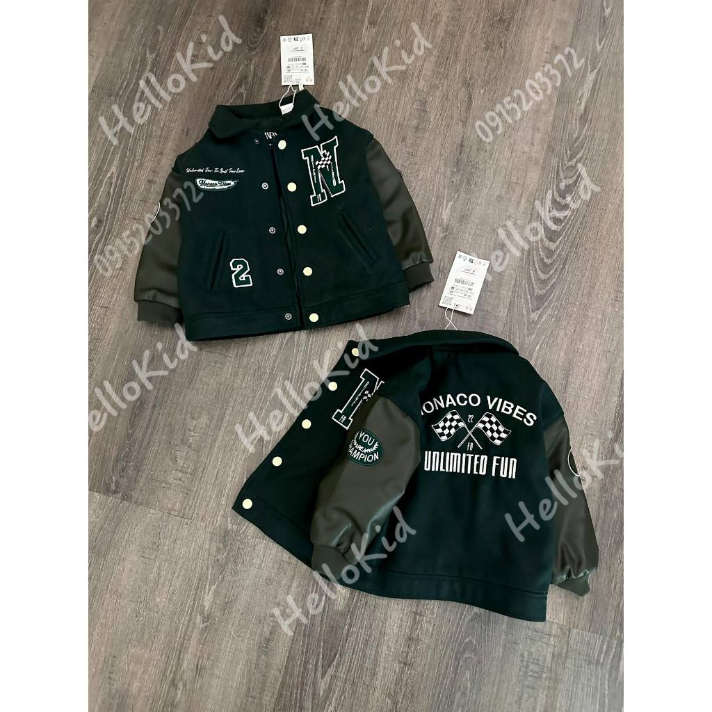 Áo khoác xanh lục stick cho bé