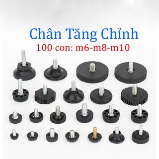 Combo 100 Tăng chân nhựa, đế nhựa tăng chỉnh chiều cao bàn, ghế, tủ, ren vặn M6, M8 và M10 loại tốt
